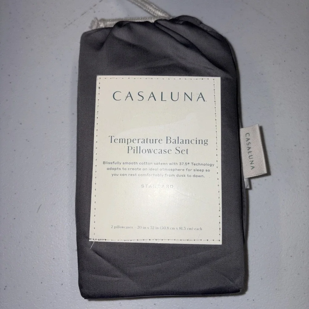 Casaluna Standard Size 300 TC Temperature Balancing Pillowcase Set - Metal Gray